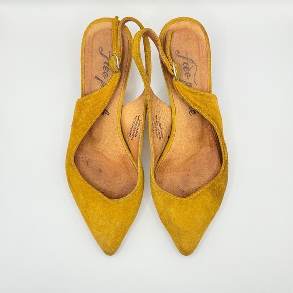 Free People Shoes - Free People Mustard Yellow Suede Slingback Flats Made in Spain Pointed Toe
